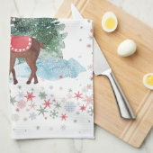 Rot und Grün frohe Weihnachtsbaum Geschirrtuch (Viertel Falte)