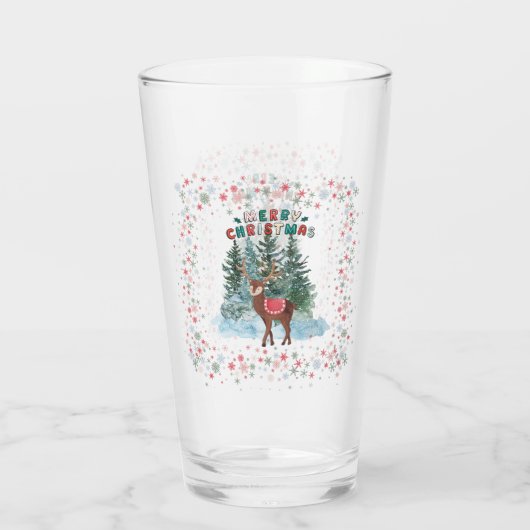 Rot und Grün frohe Weihnachtsbaum Glas (Rückseite)