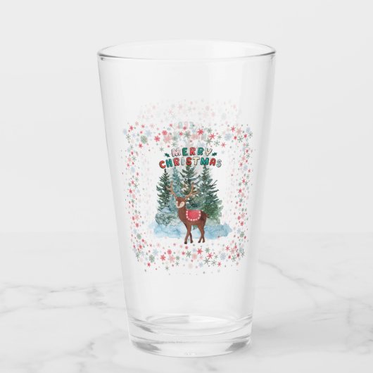 Rot und Grün frohe Weihnachtsbaum Glas (Vorderseite)