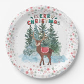 Rot und Grün frohe Weihnachtsbaum Pappteller (Vorderseite)