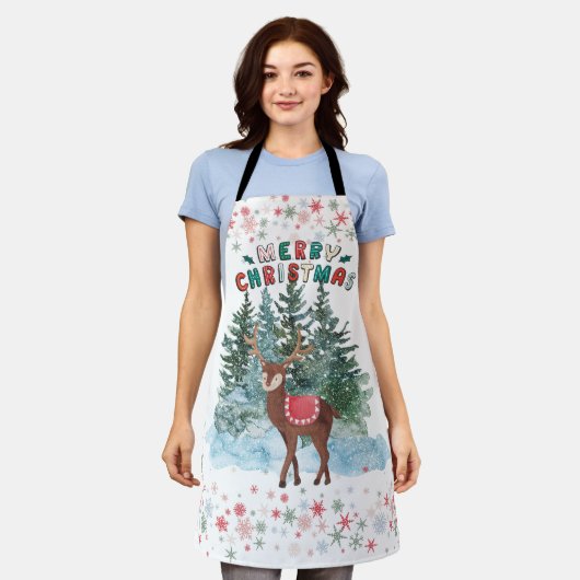 Rot und Grün frohe Weihnachtsbaum Schürze (Getragen)