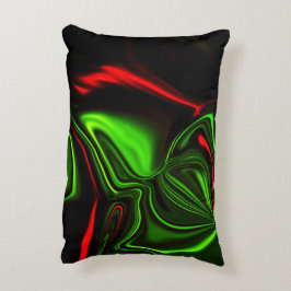 Rot und grün gebogene Linien auf dunklem Hintergru Dekokissen