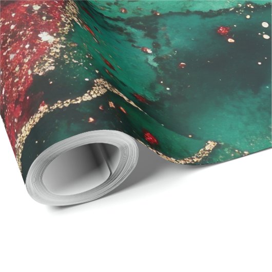Rot und Grün Geschenkpapier (Rolleneckpunkt)
