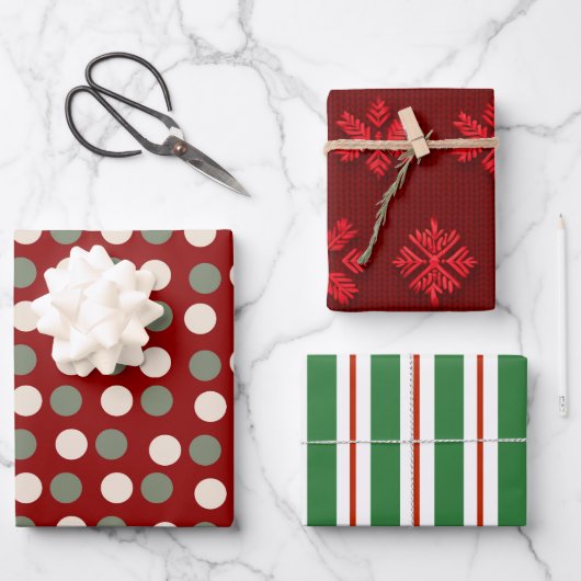 Rot und Grün Geschenkpapier Set (Vorderseite)