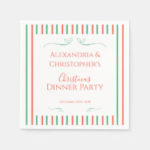 Rot und Grün gestreifte Weihnachts-Dinnerparty