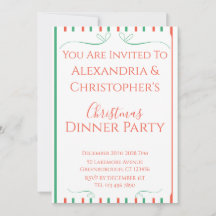 Rot und Grün gestreifte Weihnachtsdinnerparty