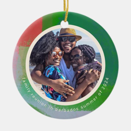 Rot und grün gestrichene Rahmen Zwei Foto Keramik Ornament (Vorne)