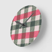 Rot und Grün Gingham Runde Wanduhr (Winkel)