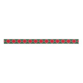 Rot und Grün Harlequin Diamond Print Ribbon Ripsband (Vorderseite)