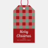 Rot und Grün Kariert frohe Weihnachten Geschenkanhänger (Vorderseite)
