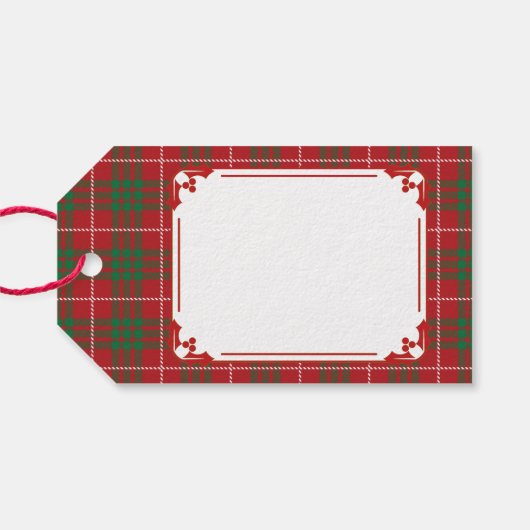 Rot und Grün Kariert Geschenkanhänger (Rückseite Horizontal)