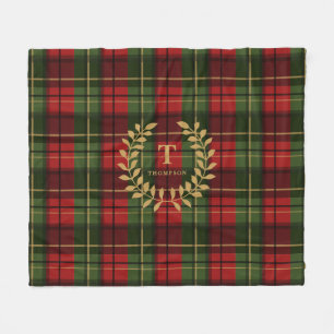 Rot und Grün kariert mit individuell monogrammiert Fleecedecke