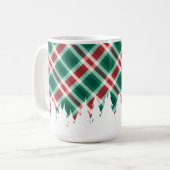 Rot und Grün Kariert mit weißem Weihnachtsbaum Kaffeetasse (Vorderseite Links)