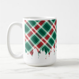 Rot und Grün Kariert mit weißem Weihnachtsbaum Kaffeetasse