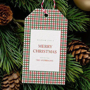 Rot und Grün kariert Weihnachten Geschenkanhänger
