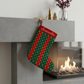 Rot und Grün kariert Weihnachts-Plaid Gold Punkte  Kleiner Weihnachtsstrumpf