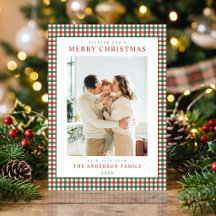 Rot und Grün kariert Weihnachtsfoto