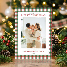 Rot und Grün kariert Weihnachtsfoto Feiertagskarte