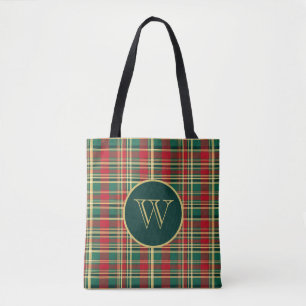 Rot und Grün - Karierte Monogramm Tasche
