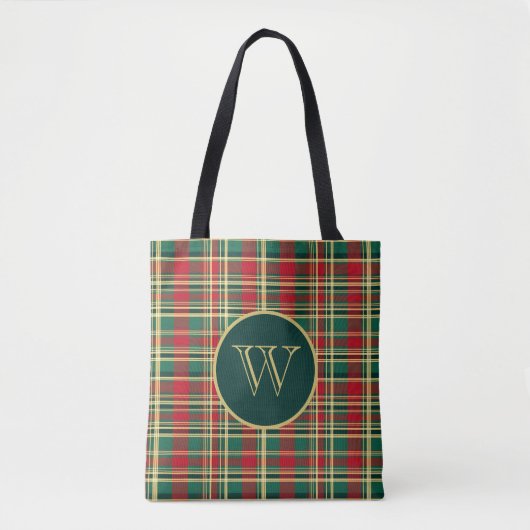 Rot und Grün - Karierte Monogramm Tasche (Vorderseite)