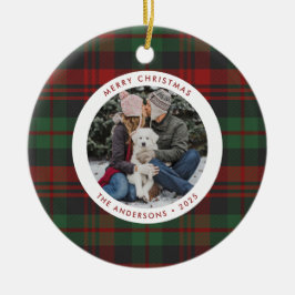 Rot und grün Karierter Single Foto Urlaub Keramik Ornament