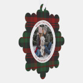 Rot und grün Karierter Single Foto Urlaub Ornament Karte (Rechts)