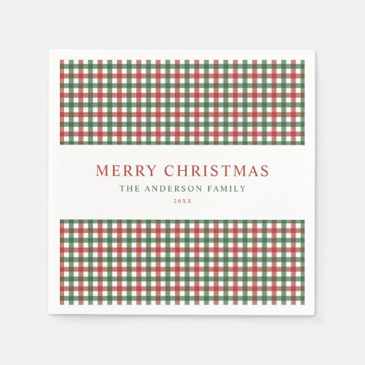 Rot und Grün Karo Weihnachten Serviette (Vorderseite)