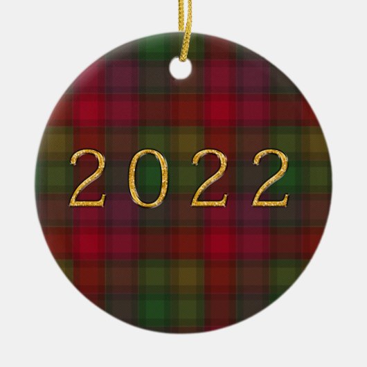 Rot und grün, Keramik mit Tartan Keramik Ornament (Vorne)