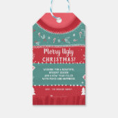 Rot und grün, kitschig, hässlich, Weihnachten Geschenkanhänger (Vorderseite)