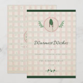 Rot und Grün Lorbeer-Monogramm-Weihnachtskarte (Vorne/Hinten)