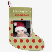 Rot und grün mit Foto und Vorname Kleiner Weihnachtsstrumpf (Vorderseite)