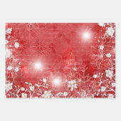 Rot und Grün mit weißer Poinsettia und Blume Geschenkpapier Set (Vorderseite)