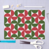 Rot und Grün Mitte Jahrhundert Modernes Muster Seidenpapier (Handwerk)