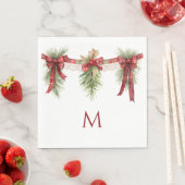 Rot und Grün Monogramm Weihnachten Serviette (Beispiel)