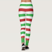 Rot und Grün Streifen Niedlich Elf Weihnachtsfeier Leggings (Rückseite)
