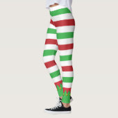 Rot und Grün Streifen Niedlich Elf Weihnachtsfeier Leggings (Links)