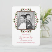 Rot und Grün Weihnachten Ein Foto einfach Einladung (Stehend Vorderseite)