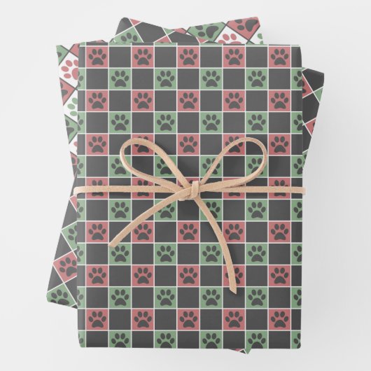 Rot und grün Weihnachten Gestapelte Paarung Geschenkpapier Set (Beispiel)