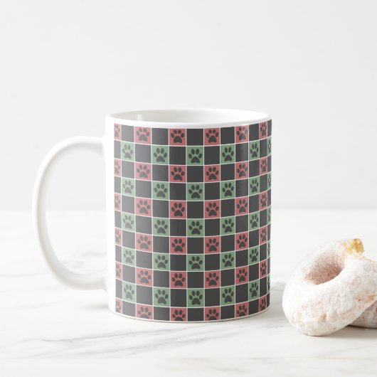Rot und grün Weihnachten Gestapelte Paarung Kaffeetasse (Mit Donut)