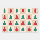 Rot- und Grün-Weihnachtsbäume-Muster Geschenkpapier Set (Vorderseite 3)
