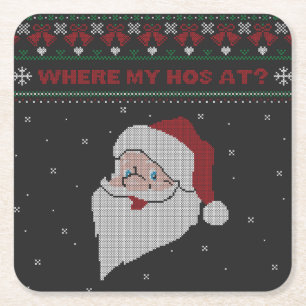 Rot und Grün, wo mein Haus ist? Santa Ugly Xmas Rechteckiger Pappuntersetzer