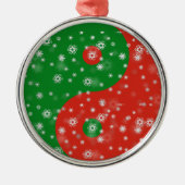 Rot und Grün Yin Yang mit Schneeflocken Ornament Aus Metall (Vorne)
