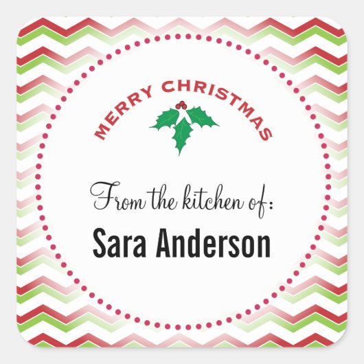 Rot und Grün Zigzags aus der Küche Quadratischer Aufkleber (Vorderseite)