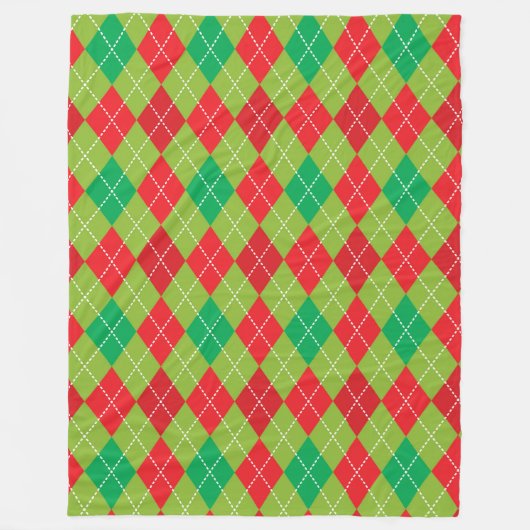 ROT UND GRÜNE CHRISTMAS DIAMOND PATTERN FLEECEDECKE (Vorderseite)