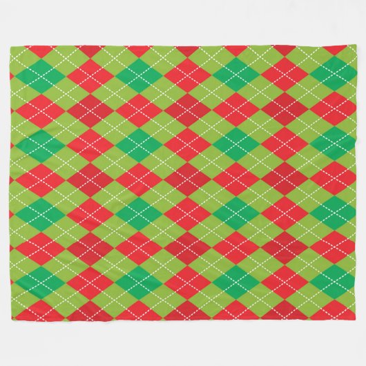 ROT UND GRÜNE CHRISTMAS DIAMOND PATTERN FLEECEDECKE (Vorderseite (Horizontal))