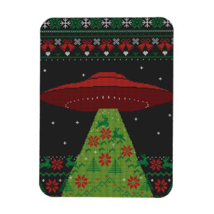 Rot und grüner UFO Traktor Beam Ugulus Weihnachte Magnet