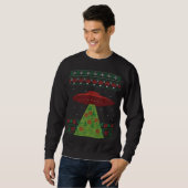 Rot und grünes UFO Ugly Christmas Sweatshirt (Vorne ganz)