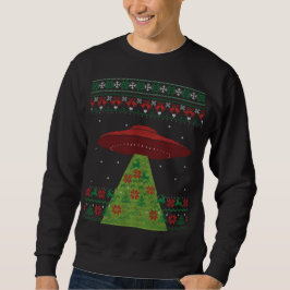 Rot und grünes UFO Ugly Christmas Sweatshirt