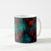 Rot und grünlich blau, gekratzte Quadrate oder Wür Kaffeetasse (VorderseiteRechts)