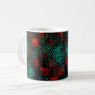 Rot und grünlich blau, gekratzte Quadrate oder Wür Kaffeetasse